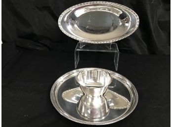 Towle Chip/Dip Silverplate Bowl & Oval Serving Dish