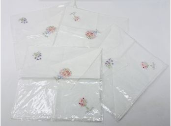 Italian Floral Embroidered Handkerchiefs Still In Original Packaging