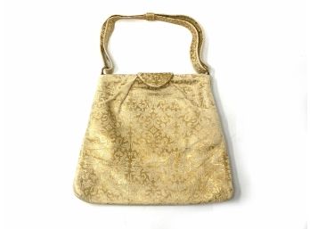 Vintage Gold Brocade Leather Purse Made In Italy For Saks Fifth Avenue