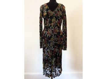 Vintage Long Sleeve Sheer Overlay Dress, Size 10