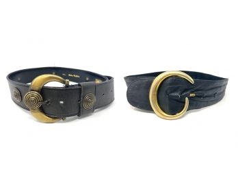 Italian Calfskin Belt (M-L) And Vintage Donna Karan Belt (L)