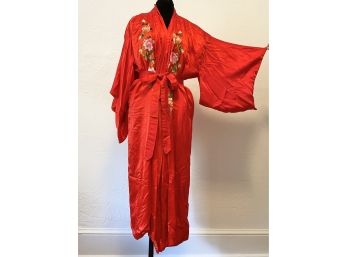 Authentic Chinese Silk/Rayon Embroidered Kimono Robe