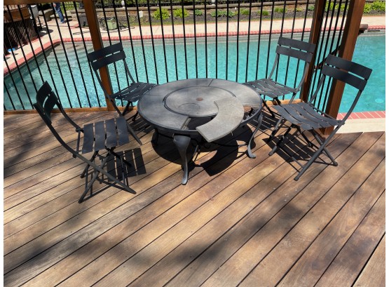 Outdoor Table/fire Pit And Four Chairs