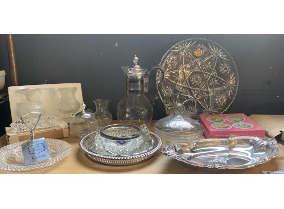 Large Miscellaneous Group Of Crystal And Silverplated Items - 18 Pieces