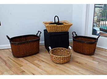 Group Of Baskets And A Storage Cube  - Six Pieces