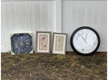 Group Decorative Items Including Outdoor Infinity Clock
