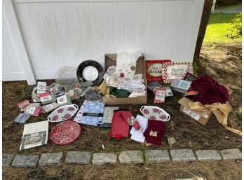 Large Group Of Christmas Linens