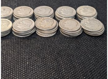 Roosevelt Silver Dimes Lot Of 50