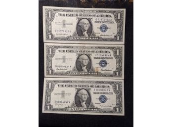 Lot Of 3 1957 Silver Certificate $1 Bills