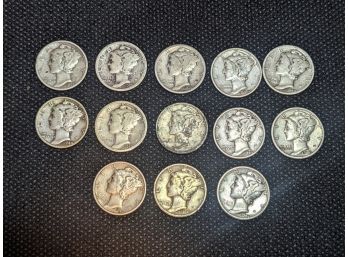 Mercury Silver Dimes Lot Of 12