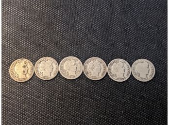Barber Silver DImes  Lot Of 6