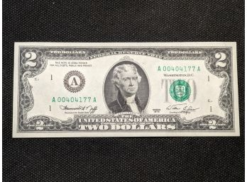1976 Low Serial # $2 Bill