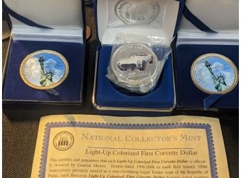 Statue Of Liberty And Chevy Corvette Light Up Coins