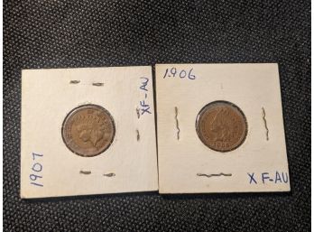 1906 And 1907 Indian Head Penny