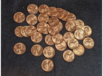 1959 Lincoln Wheat Pennies Uncirculated Lot Of 35