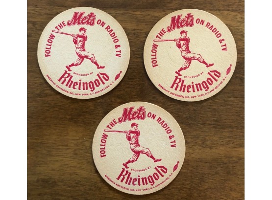 Lot Of 3 Early 60s Mets Bar Coasters