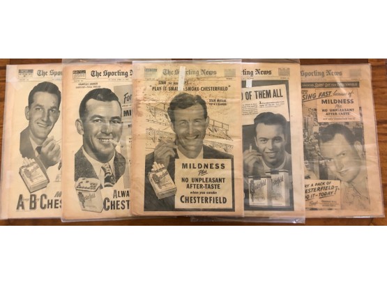 Dealer Lot Of 13 Baseball Superstar Chesterfield Ads: Kiner, Musial, Kell, Roberts, Mathews