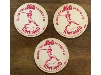Lot Of 3 Early 60s Mets Bar Coasters