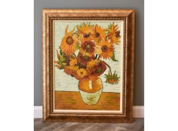Framed Floral Painting On Canvas Lot 1