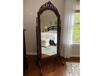 Ornately Carved Mahogany Cheval Dressing Mirror