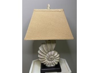 Porcelain Shell Table Lamp With Linen Shade