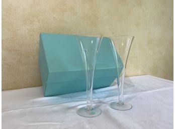 Pair Tiffany Champagne Glasses- New In Box
