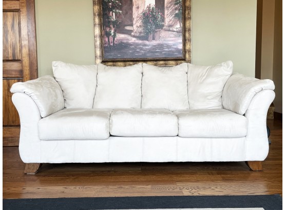 A Glamorous White Microfiber Sofa
