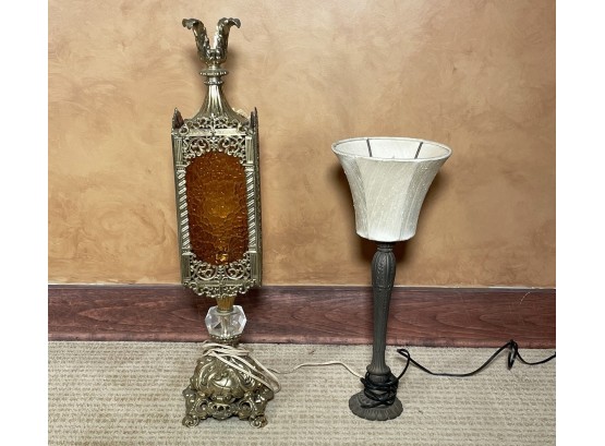 A Vintage Decorative Mixed Metal Torchiere Pairing