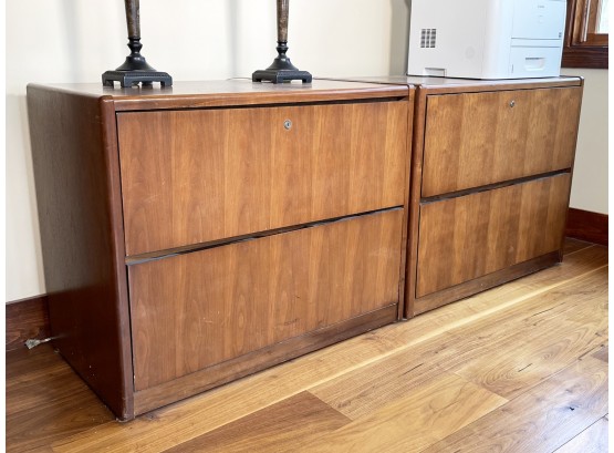A Pair Of Modern Oak Double File Cabinets
