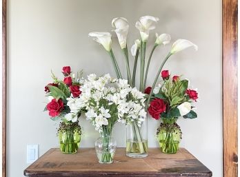 A Large Assortment Of Good Quality Faux Floral In Vases
