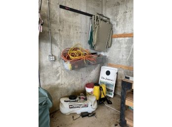 Garage - Lawn Chairs, Sprayers, And Extension Cords
