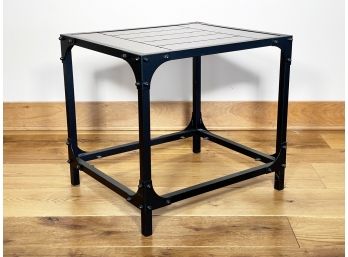 A Steel And Wood Industrial Chic Side Table