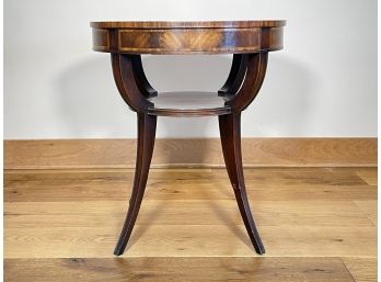 A Vintage Burl Wood Leather Top Occasional Table