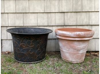 A Pairing Of Acrylic Outdoor Planters