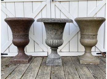 A Trio Of Cast Acrylic Urn Planters