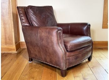 A Modern Leather Arm Chair By Hancock & Moore