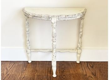 A Petit Demi Lune Console Table In Faux Distressed Finish