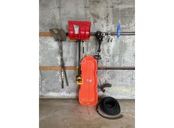 Garage - Hose, Shovels, Gas Weedwacker And More
