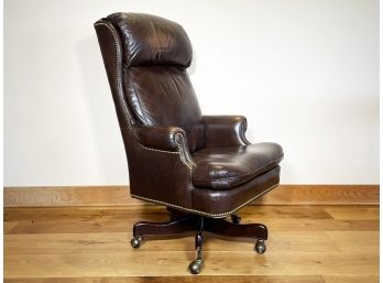 A Leather And Nailhead Executive Chair