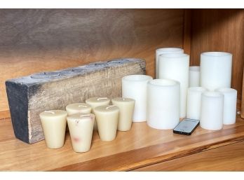 A Candle Assortment - Including Vintage Wood Sugar Cone Candleholder