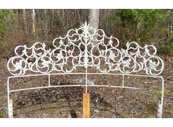 A Vintage Wrought Iron Queen Size Headboard
