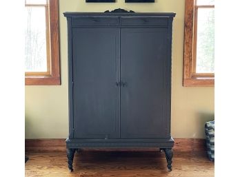 A Painted Wood Wardrobe Cabinet
