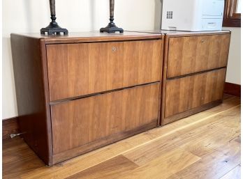 A Pair Of Modern Oak Double File Cabinets