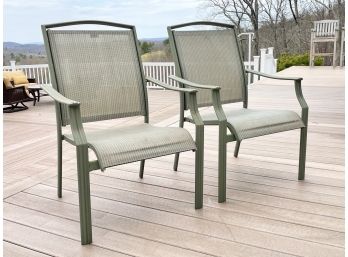 A Pair Of Modern Tubular Steel And Resin Outdoor Chairs By Martha Stewart