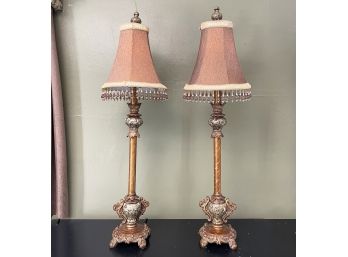 A Pair Of Victorian Style Stick Lamps