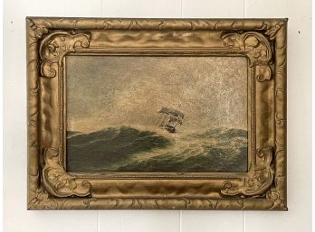 An Antique Oil On Board - Nautical Scene In Period Gilt Wood Frame