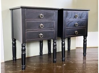 A Pair Of Painted Wood Nightstands