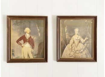 A Pair Of Antique Hand Colored Prints