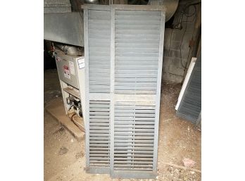 A Pair Of Antique Wood Slatted Shutters (AS IS)