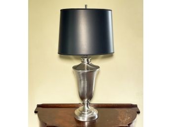 A Modern Brushed Steel Urn Form Lamp